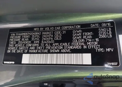 2017 Volvo Xc60 T5 Dynamic from USA, damaged, VIN YV440MDR7H2049842